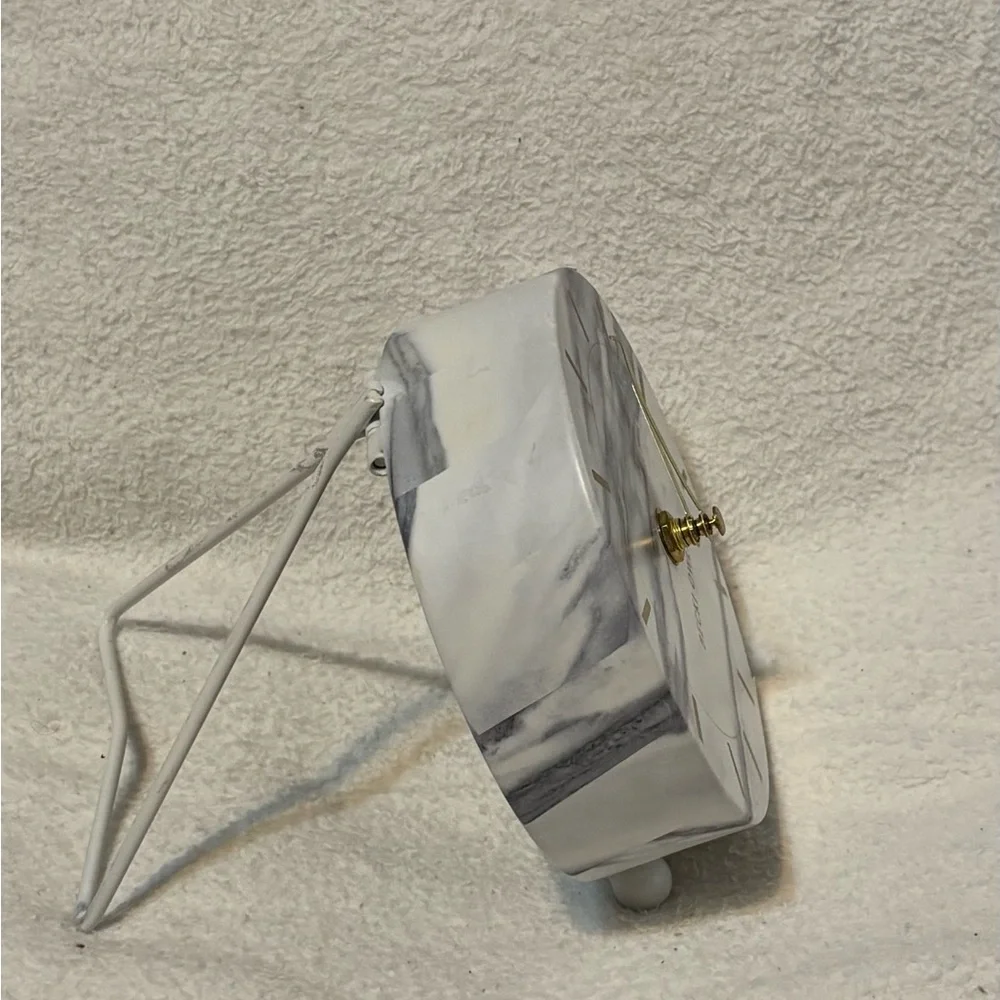 Marble Table Clock in White and Gold